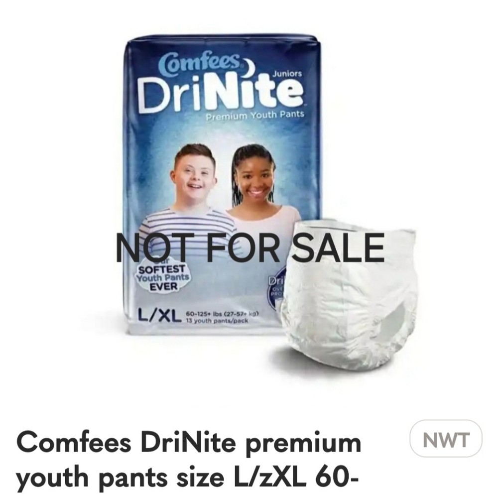 Comfees DriNite premium youth pants size L/zXL 60- 135 lbs 20 ct
